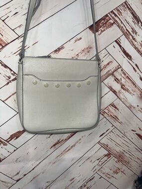 Anne Klein Light Gray Crossbody Bag with Stud Accents